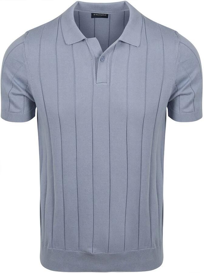 Suitable Respect Polo Drop Needle Staal Blauw