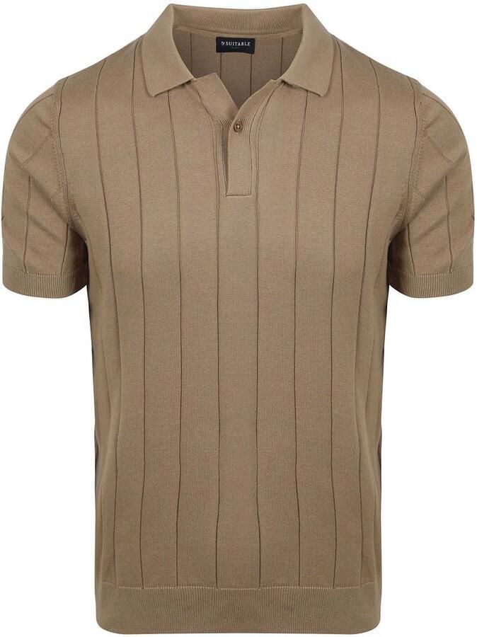 Suitable Respect Polo Drop Needle Taupe