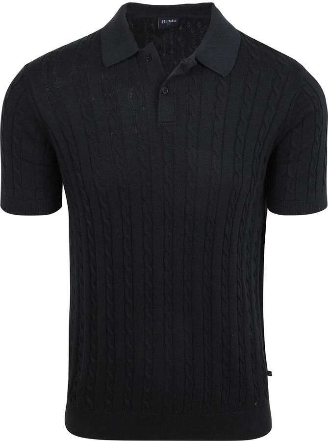Suitable T-shirt Respect Polo Knit Cable Navy