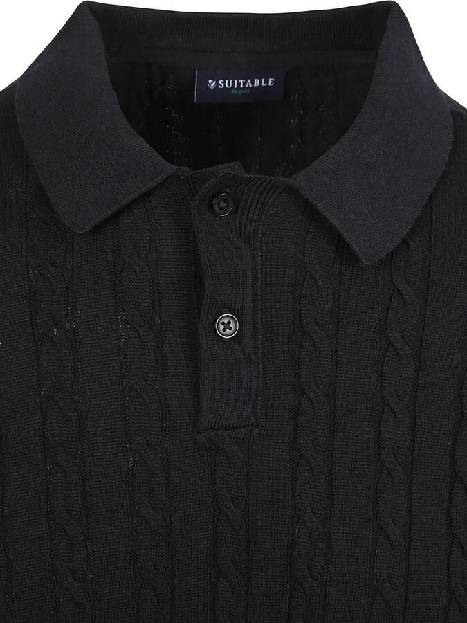 Suitable T-shirt Respect Polo Knit Cable Navy - Foto 2