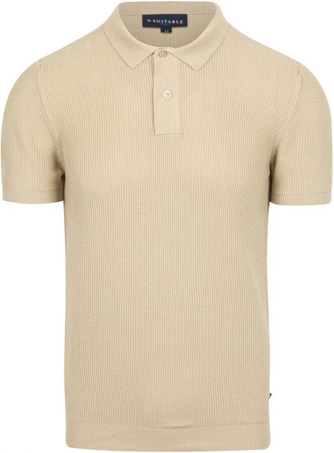 Suitable T-shirt Respect Polo Structure Knit Beige - Foto 4