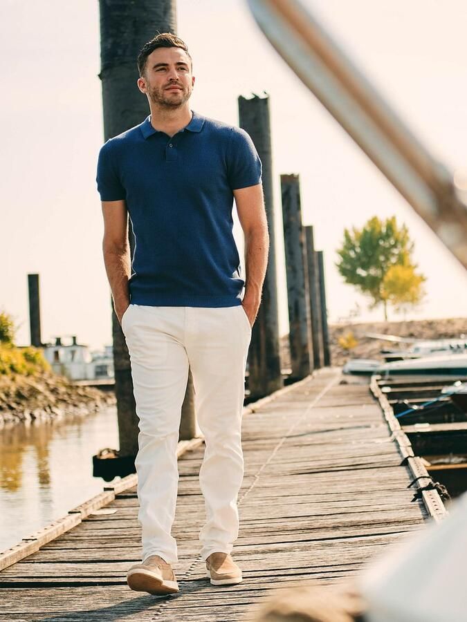 Suitable Respect Polo Structure Knit Blauw - Foto 2