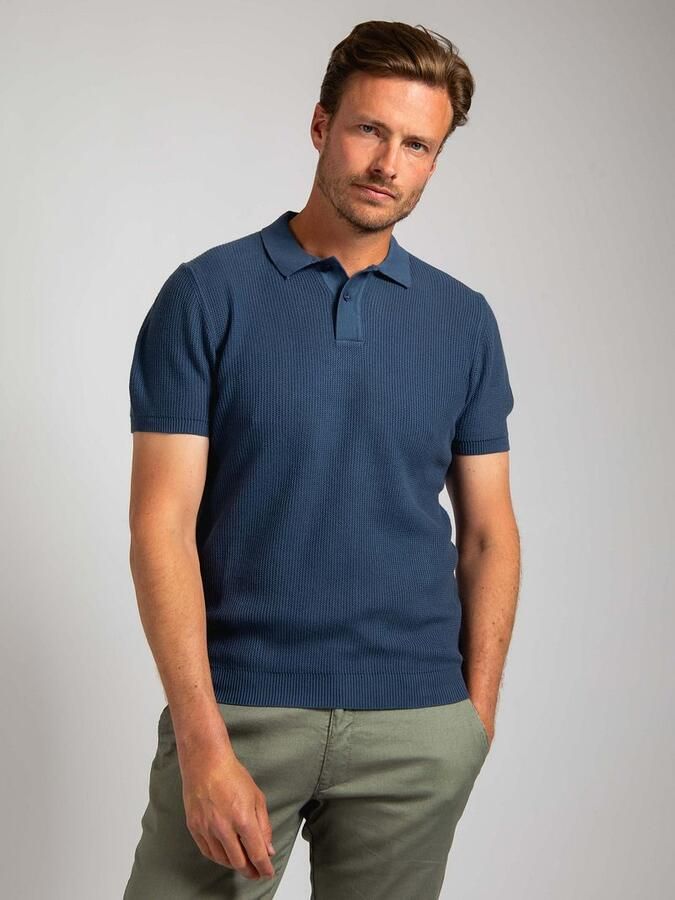 Suitable Respect Polo Structure Knit Blauw - Foto 4