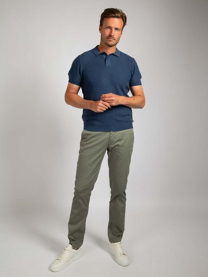Suitable Respect Polo Structure Knit Blauw - Foto 5