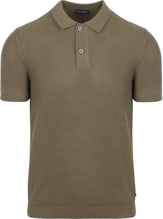 Suitable Respect Polo Structure Knit Olijfgroen