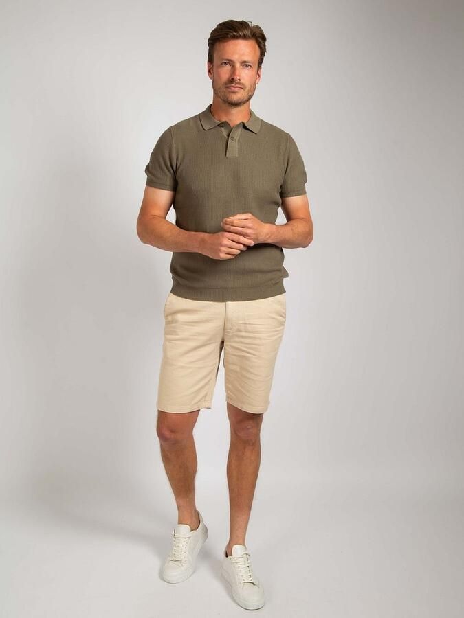 Suitable Respect Polo Structure Knit Olijfgroen - Foto 2