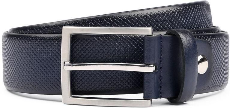 Suitable Riem Structuur Leer Navy - Foto 3