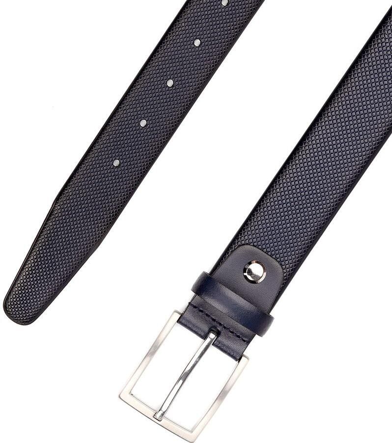 Suitable Riem Structuur Leer Navy - Foto 2
