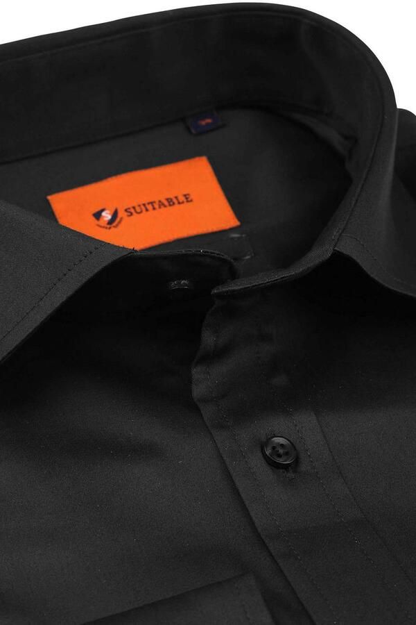 Suitable Satin Overhemd Zwart - Foto 2