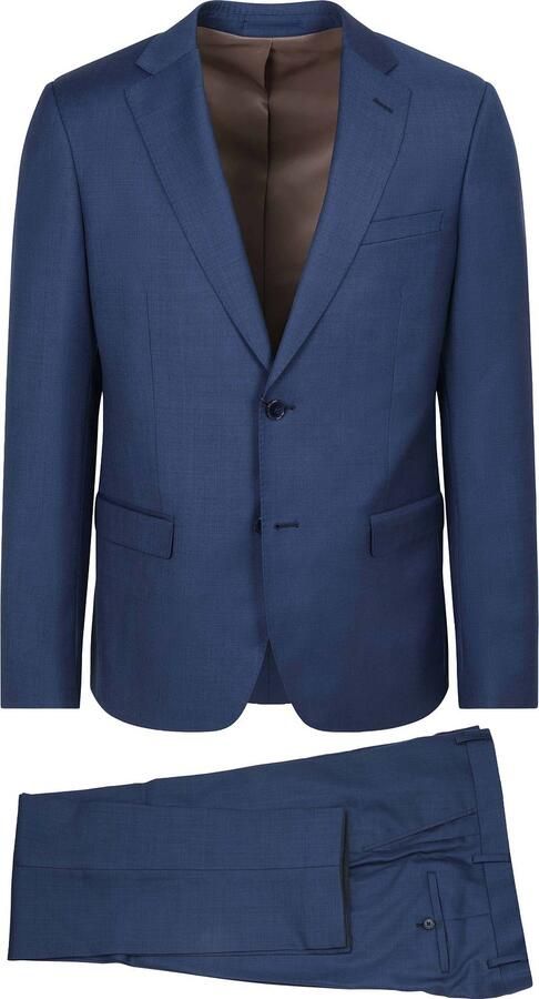 Suitable Sharkskin Kostuum Wol Royal Blauw