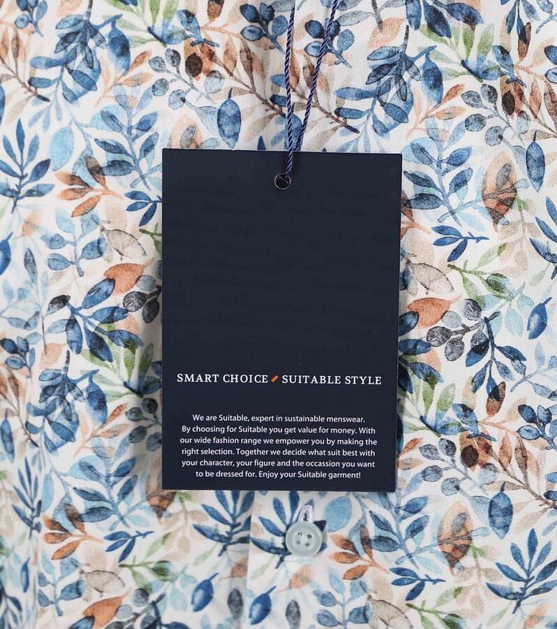Suitable Short Sleeve Overhemd Bloemenprint Blauw - Foto 4