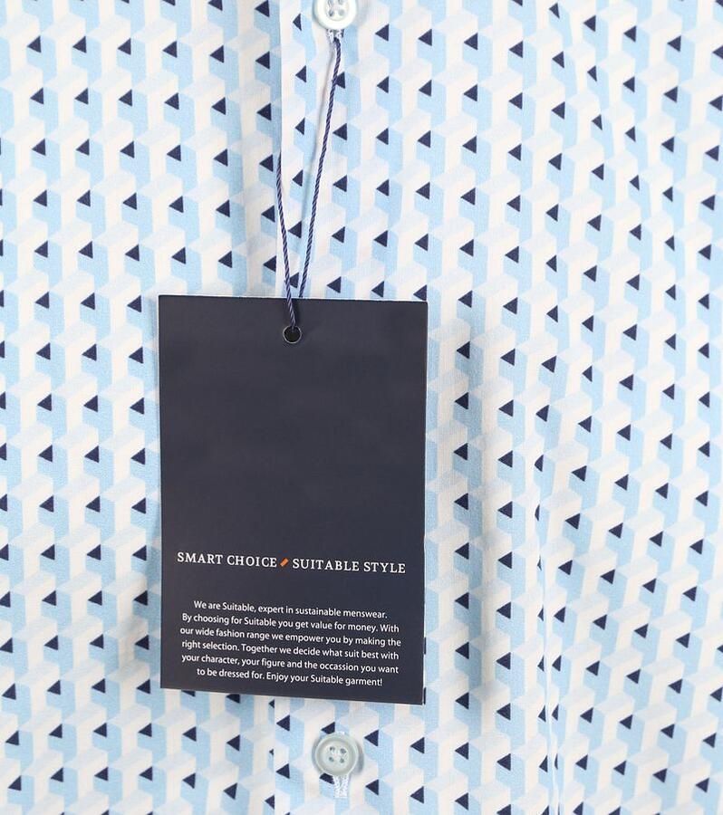 Suitable Short Sleeve Overhemd Print Blauw - Foto 2