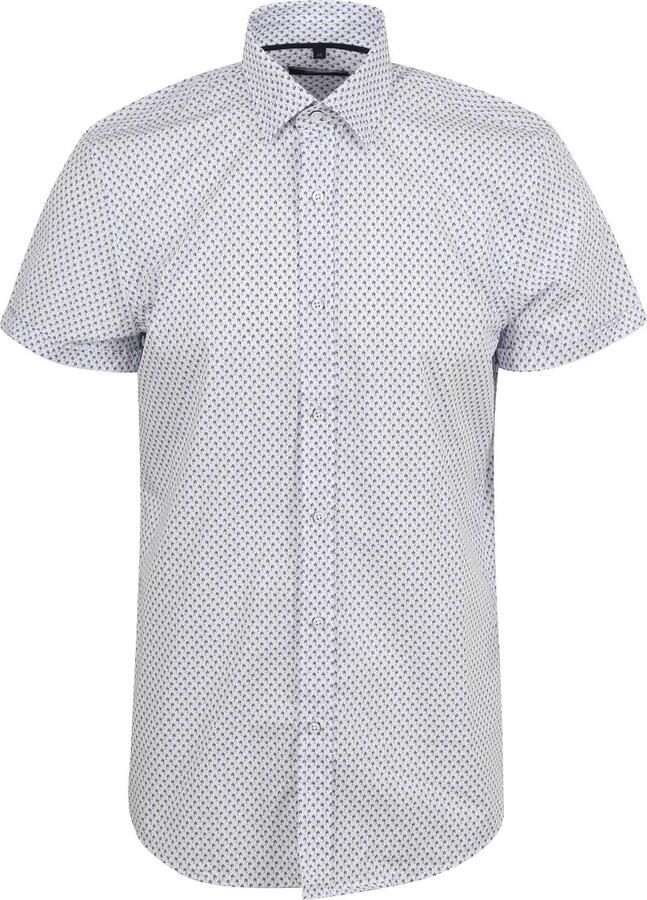 Suitable Short Sleeve Overhemd Print Blauw