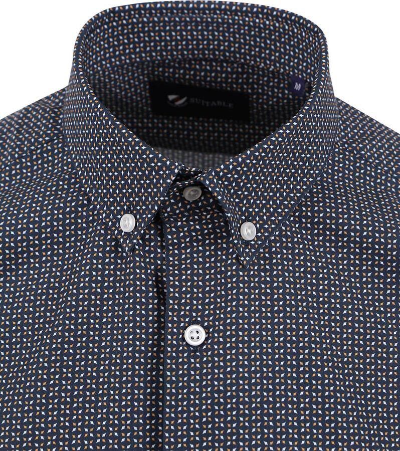 Suitable Short Sleeve Overhemd Print Navy - Foto 2