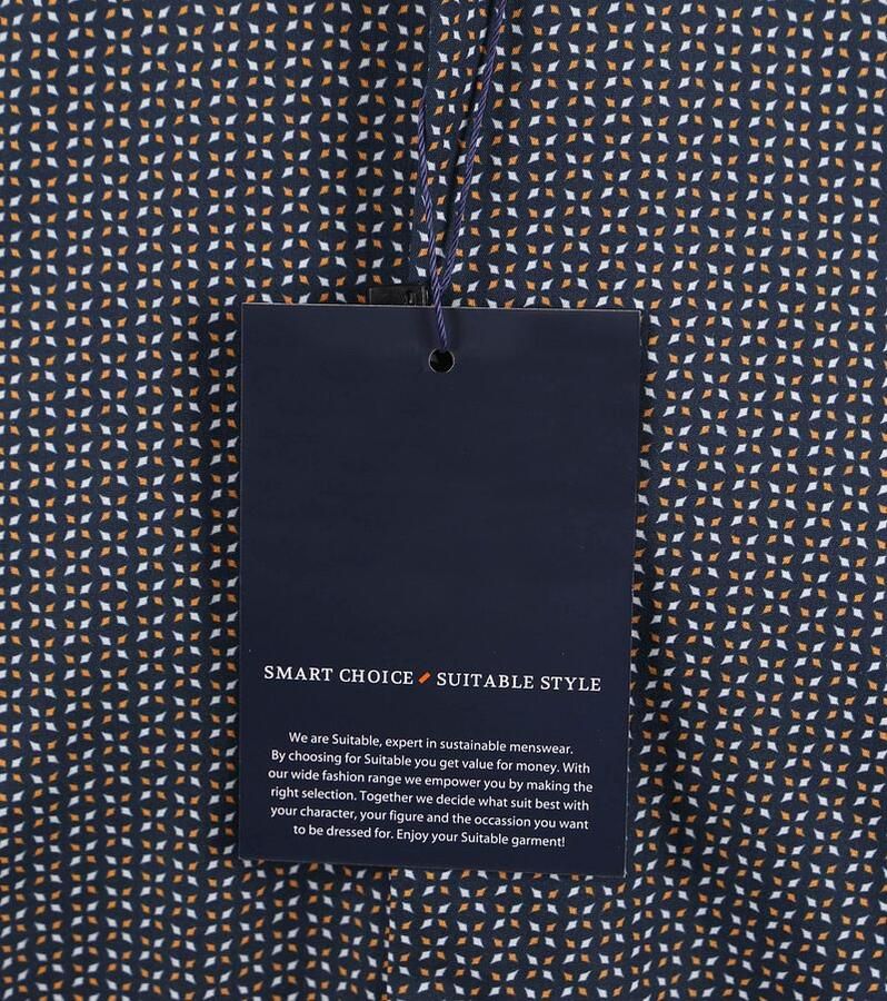 Suitable Short Sleeve Overhemd Print Navy - Foto 4