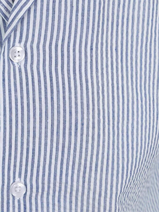 Suitable Short Sleeve Overhemd Stripe Seersucker Lichtblauw - Foto 3