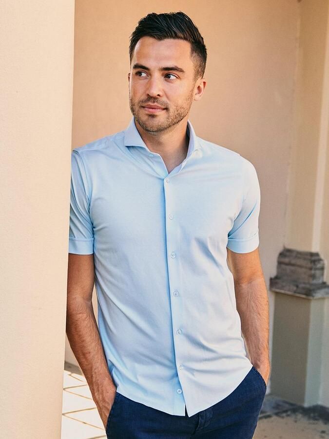 Suitable Overhemd Korte Mouw Shortsleeve Sorona Overhemd Erik Lichtblauw - Foto 4