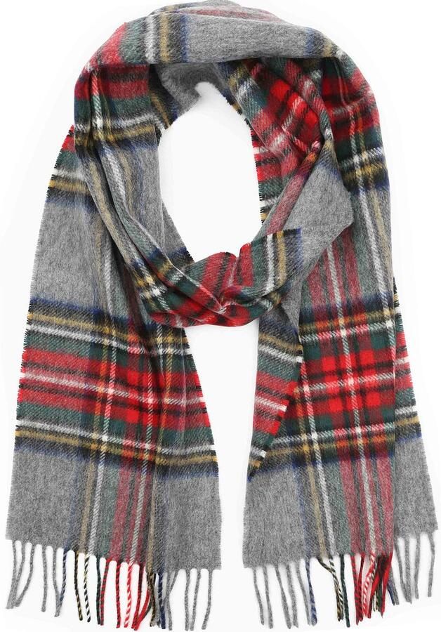 Suitable Sjaal Ruit Merino Wol Grijs Multicolour