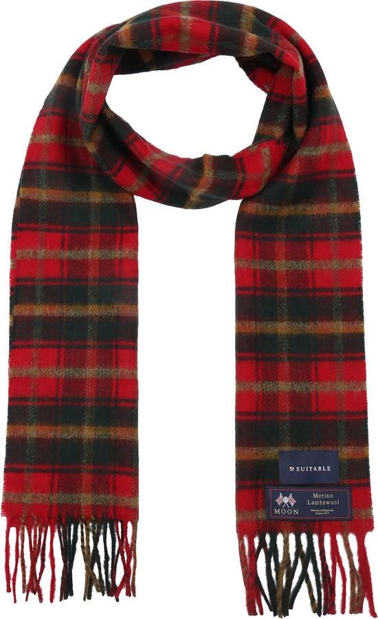 Suitable Sjaal Ruit Merino Wol Rood