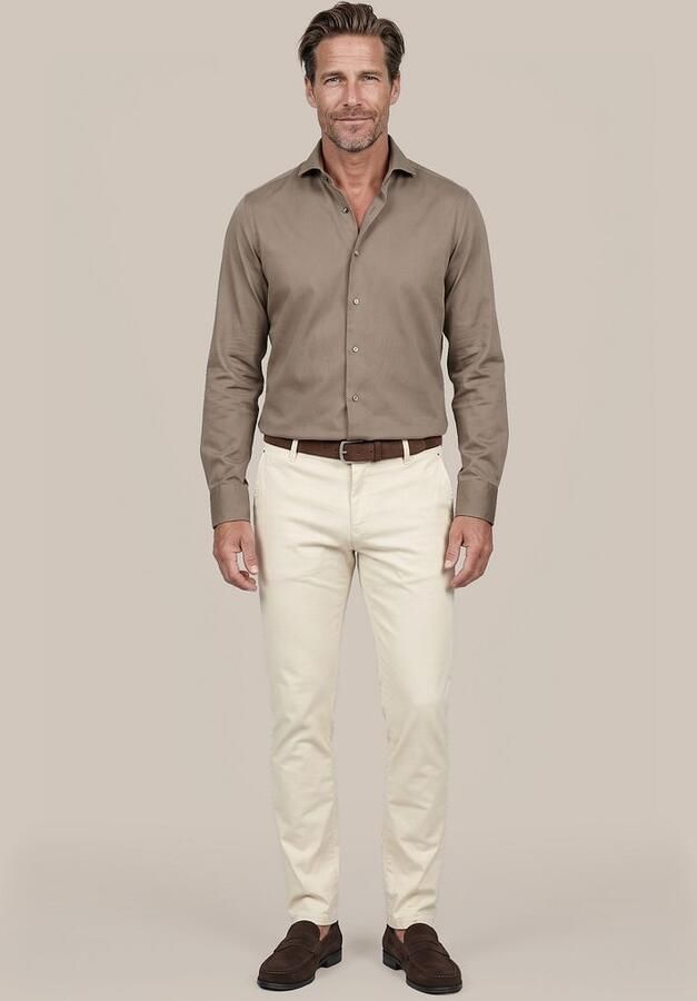 Suitable Overhemd Lange Mouw Sorona Overhemd Dark Taupe - Foto 4
