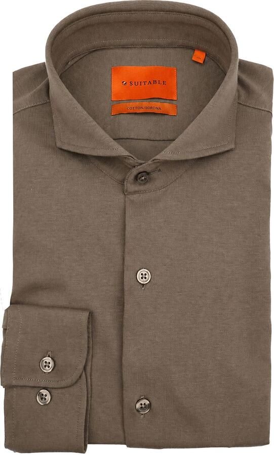 Suitable Overhemd Lange Mouw Sorona Overhemd Dark Taupe - Foto 5