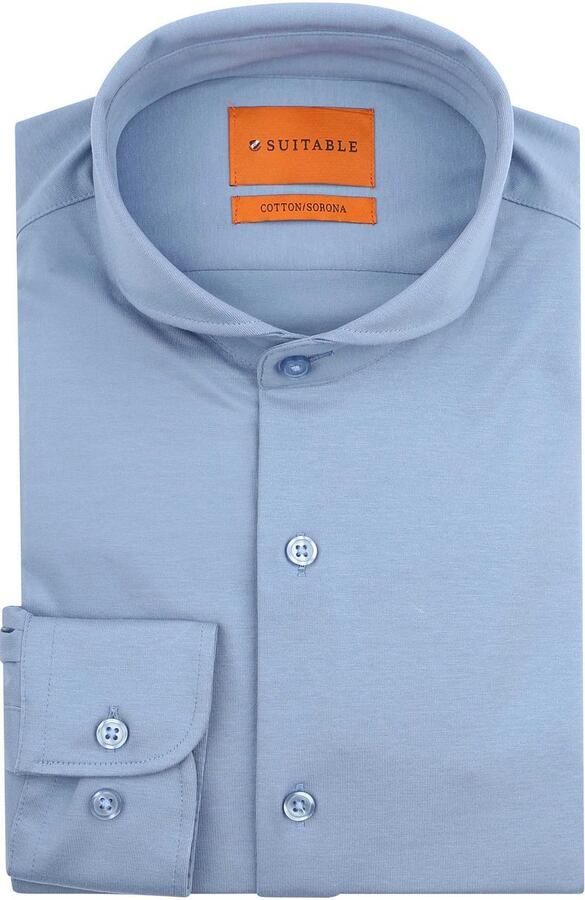 Suitable Overhemd Lange Mouw Sorona Overhemd Mid Blauw