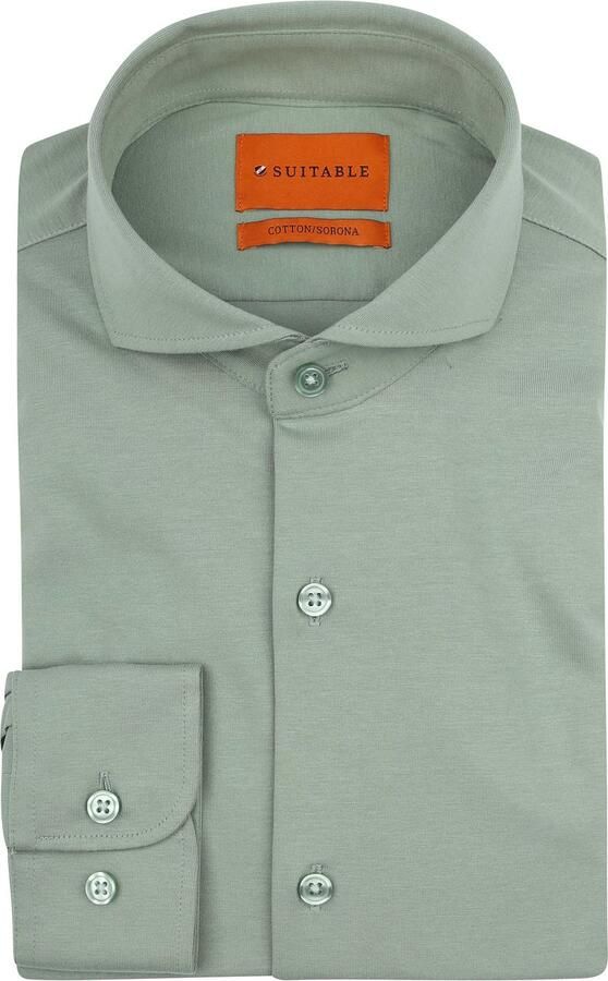 Suitable Overhemd Lange Mouw Sorona Overhemd Mid Groen