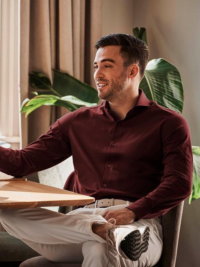 Suitable Overhemd Lange Mouw Sorona Overhemd Wine Rood - Foto 4