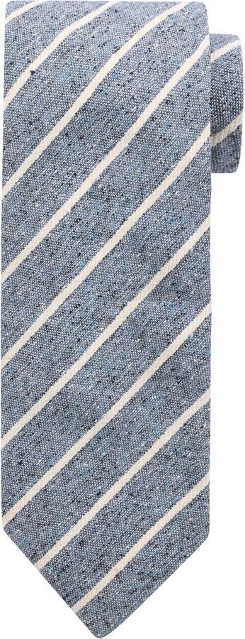 Suitable Stropdas Linnen Streep Blauw