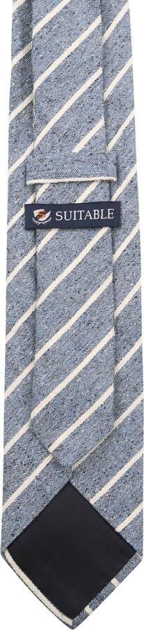 Suitable Stropdas Linnen Streep Blauw - Foto 2
