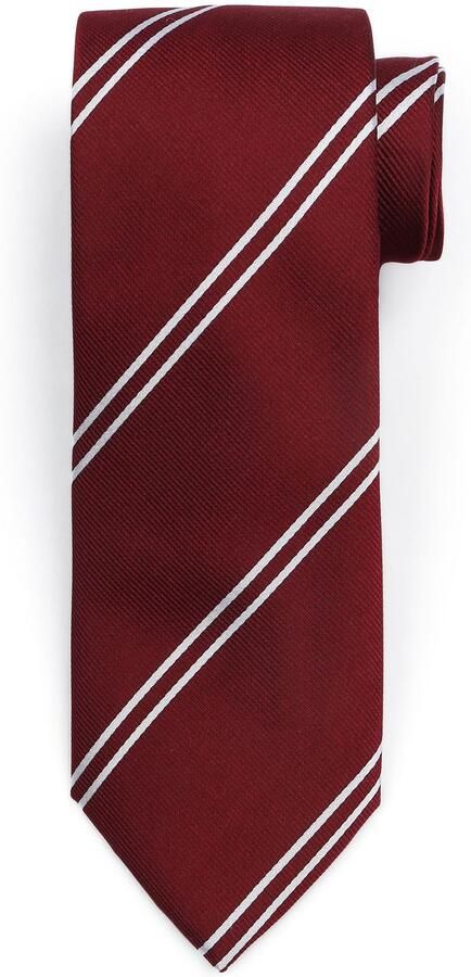 Suitable Stropdas Zijde Double Stripe Bordeaux