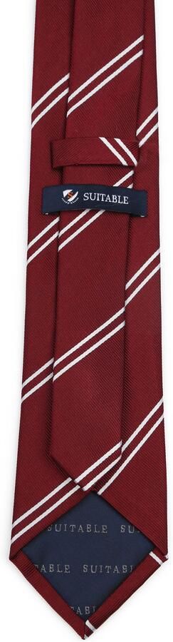 Suitable Stropdas Zijde Double Stripe Bordeaux - Foto 2