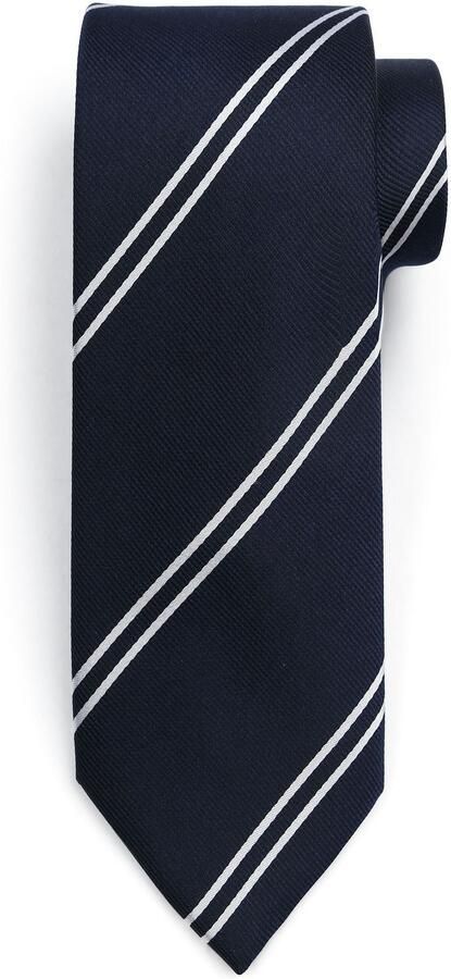 Suitable Stropdas Zijde Double Stripe Navy