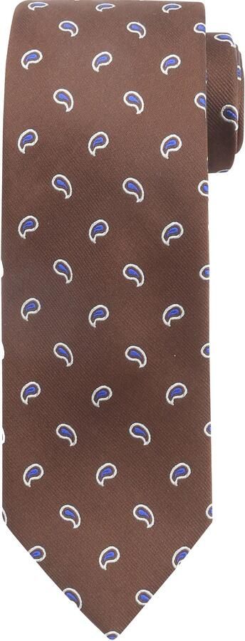 Suitable Stropdas Zijde Paisley Bruin