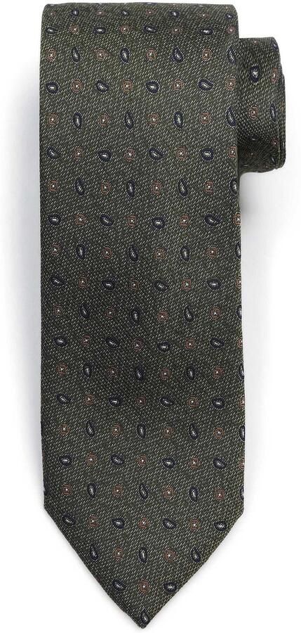 Suitable Stropdas Zijde Small Paisley Olive