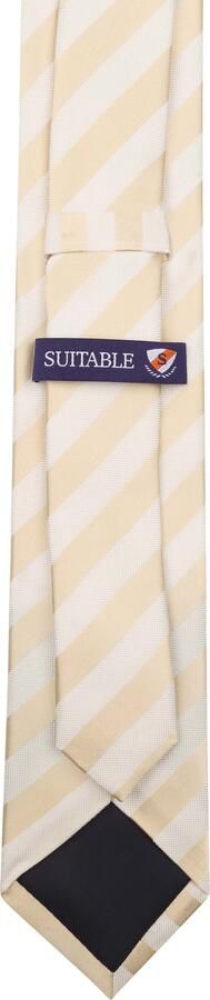 Suitable Stropdas Zijde Streep Beige - Foto 2