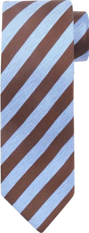 Suitable Stropdas Zijde Streep Blauw Bruin