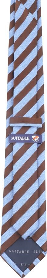 Suitable Stropdas Zijde Streep Blauw Bruin - Foto 2