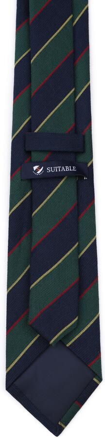 Suitable Stropdas Zijde Triple Stripe Donkerblauw - Foto 3