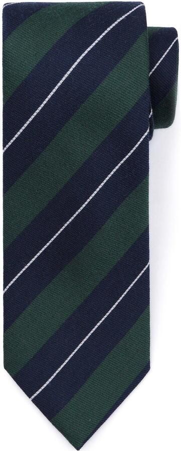 Suitable Stropdas Zijde Triple Stripe Donkergroen