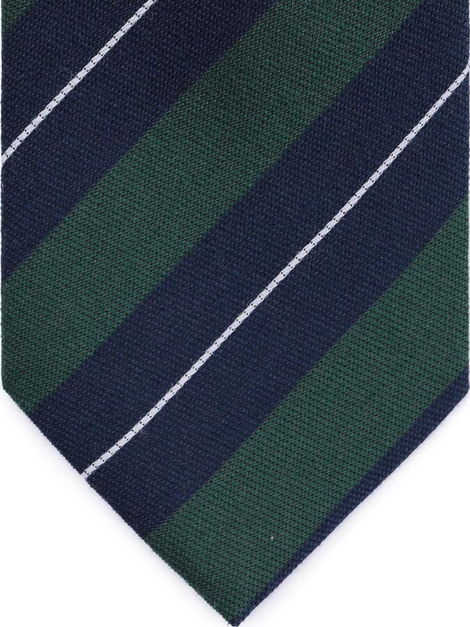 Suitable Stropdas Zijde Triple Stripe Donkergroen - Foto 2