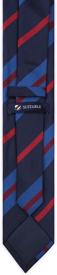Suitable Stropdas Zijde Triple Stripe Navy - Foto 3