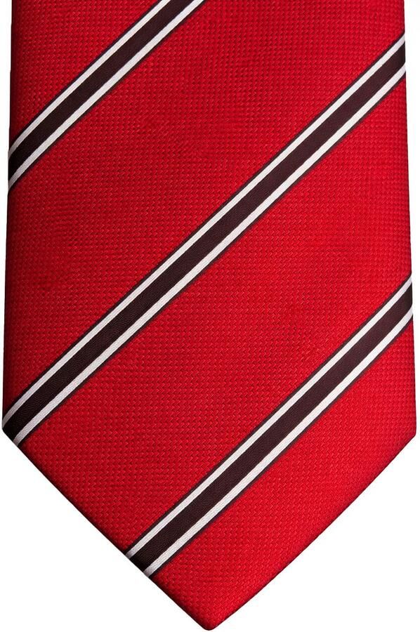 Suitable Stropdas Zijde Triple Stripe Rood - Foto 2