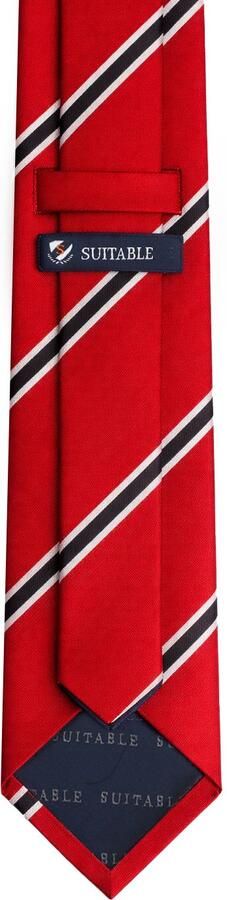 Suitable Stropdas Zijde Triple Stripe Rood - Foto 3