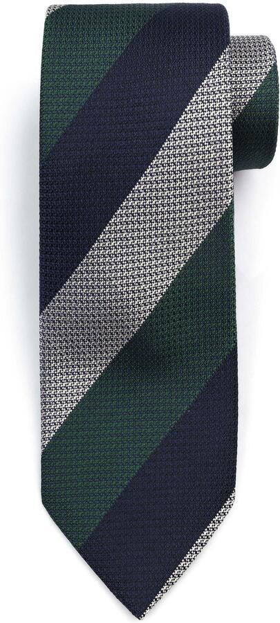 Suitable Stropdas Zijde Wide Stripe Navy Groen