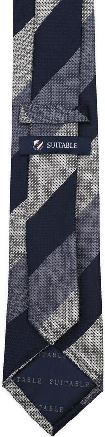 Suitable Stropdas Zijde Wide Stripe Navy - Foto 2