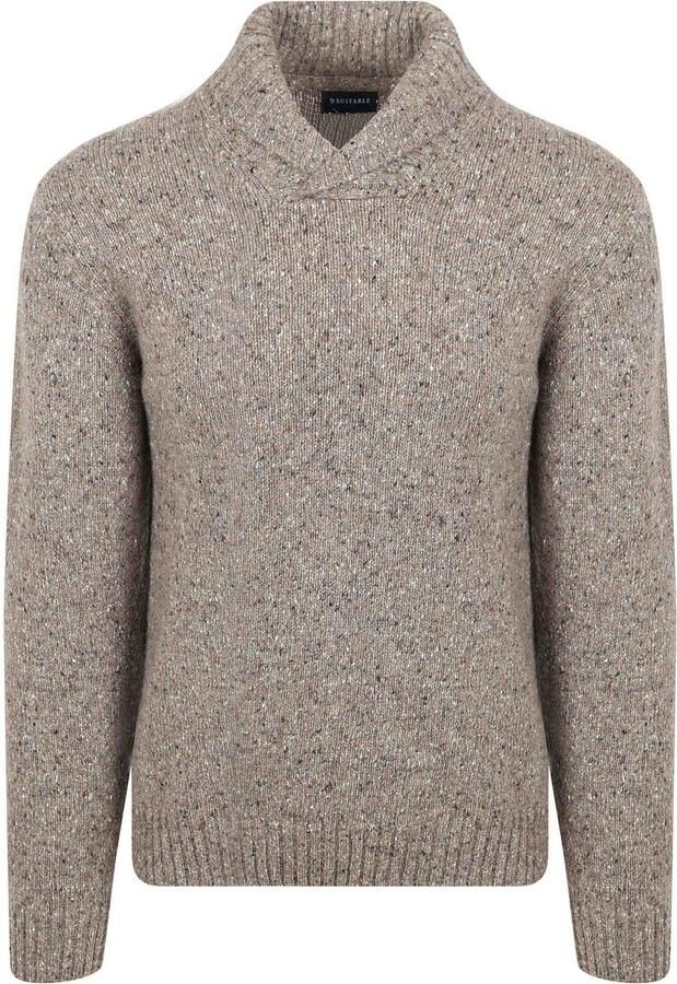 Suitable Trui Shawl Tweed Eco Wool Taupe