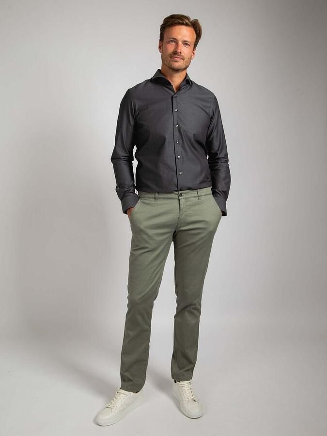 Suitable Twill Overhemd Antraciet - Foto 3