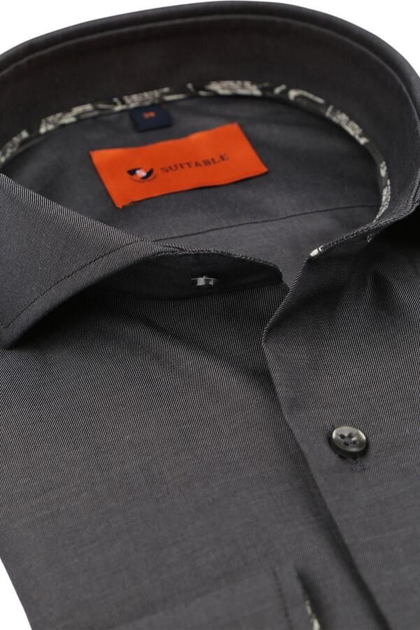 Suitable Twill Overhemd Antraciet - Foto 5