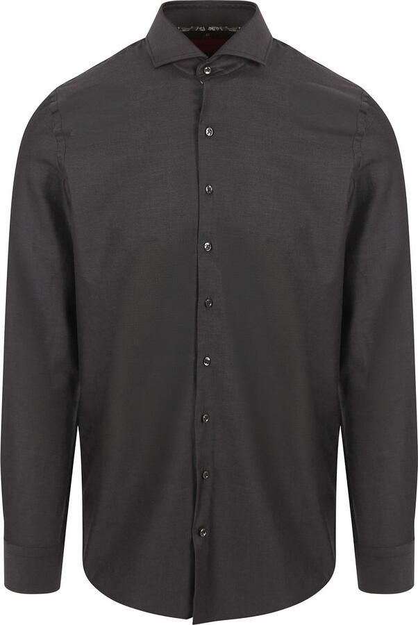 Suitable Twill Overhemd Antraciet - Foto 4